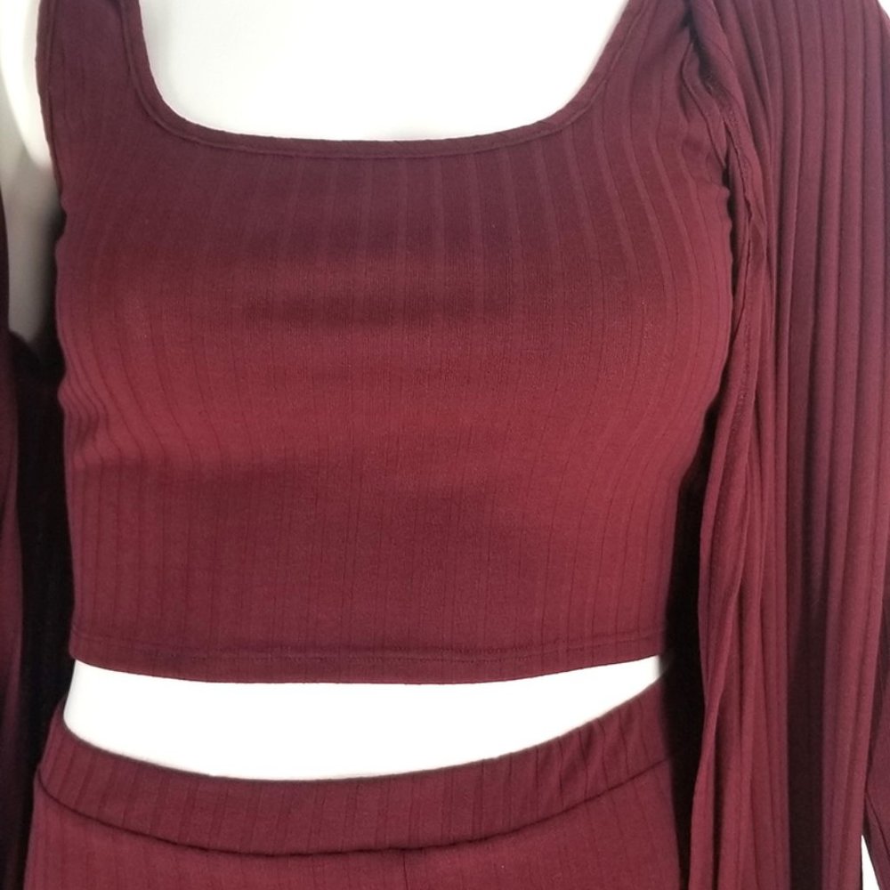 Soleil & Skye Burgundy 3 Piece Leggings Set 1X-3X NEW WITH TAGS - Picture 6 of 6